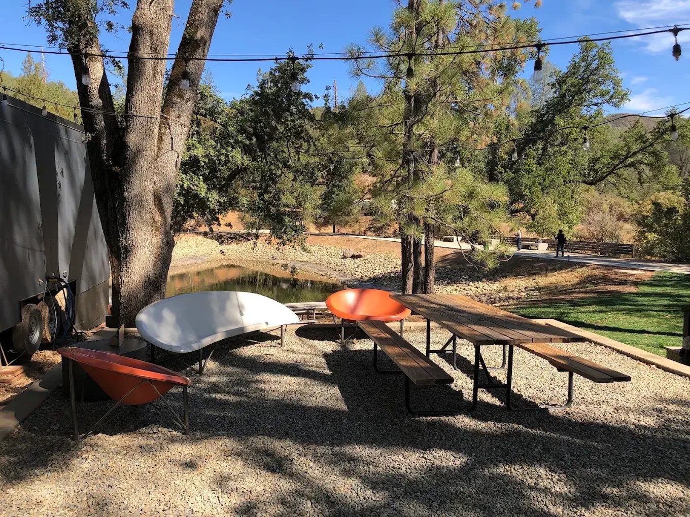 Heated furniture from Galanter & Jones on property at Auto Camp Yosemite